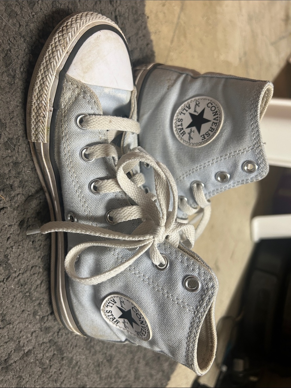 Converse Kids White High-Top Canvas Sneakers - Light Blue